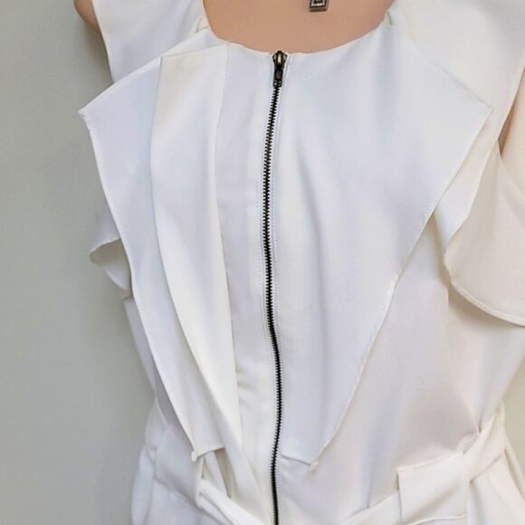 Ark & Co Classy Off-White Fully Lined Belted Dress - Picture 6 of 12